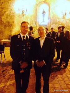 Il Mar.Ca. M° Danilo Di Silvestro e il M° Vincenzo Panuccio, rispettivamente direttore ospite e direttore dell'Orchestra di fiati di Bagnara Calabra