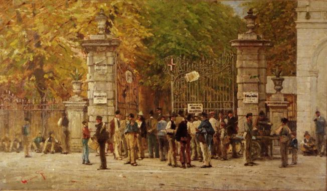 L'ora del riposo durante i lavori dell'Esposizione Nazionale di Milano (1881) - Filippo Carcano